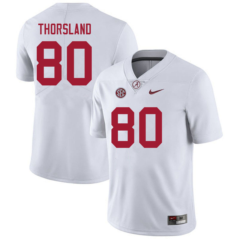 Alabama Crimson Tide Men's Adam Thorsland #80 White NCAA Nike Authentic Stitched 2021 College Football Jersey OQ16U51XI